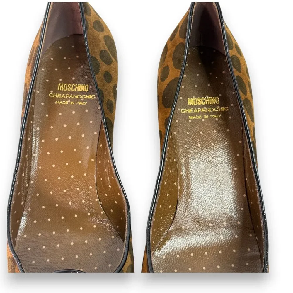 Moschino Cheap And Chic | Brown and Dk Brown Spotted Giraffe Kitten Heel | Sz 8